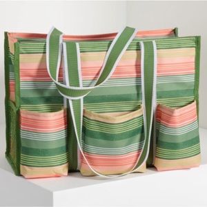 [NWT] Thirty One Zip-Top Organizing Utility Tote - Sunlight Stripe